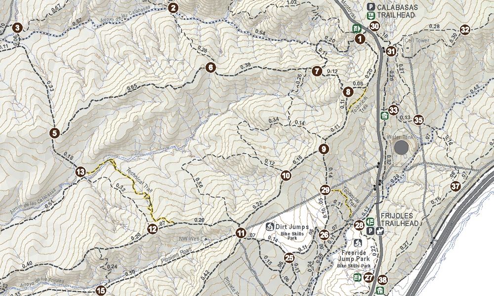 La Tierra Trails trail system map