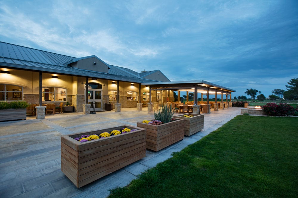 Rockwind Community Links and patio at evening